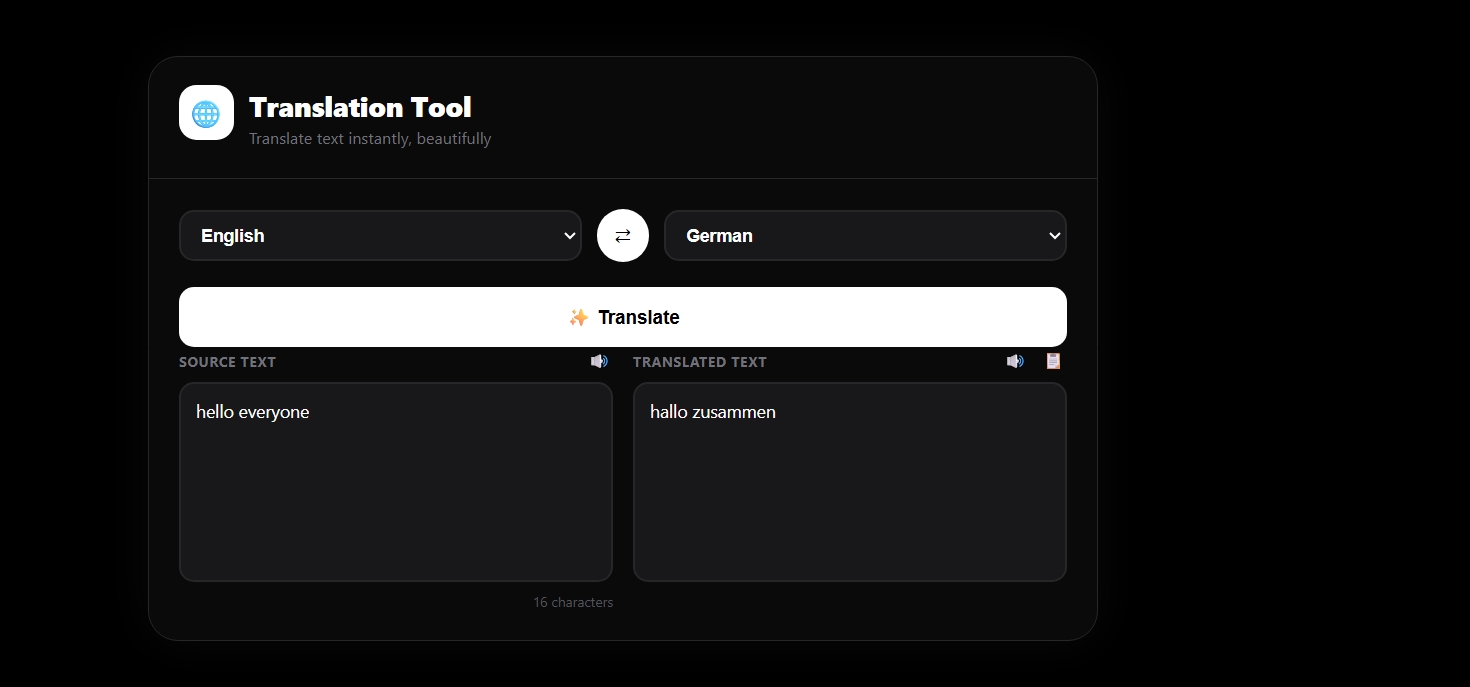 Language Translator interface